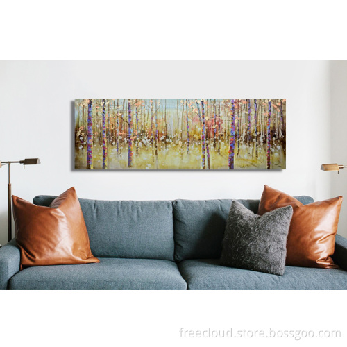 Shimmering Birch Forest Wall Art Oil Painting